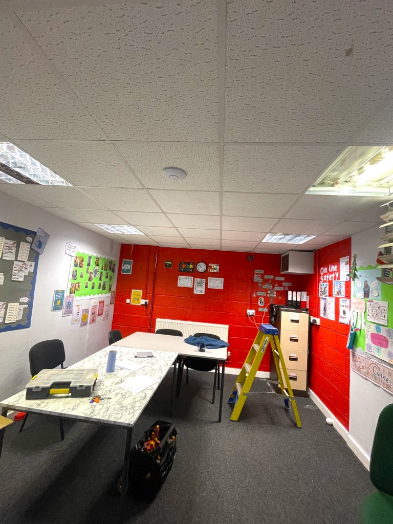 School lights before ML Electrician services installation