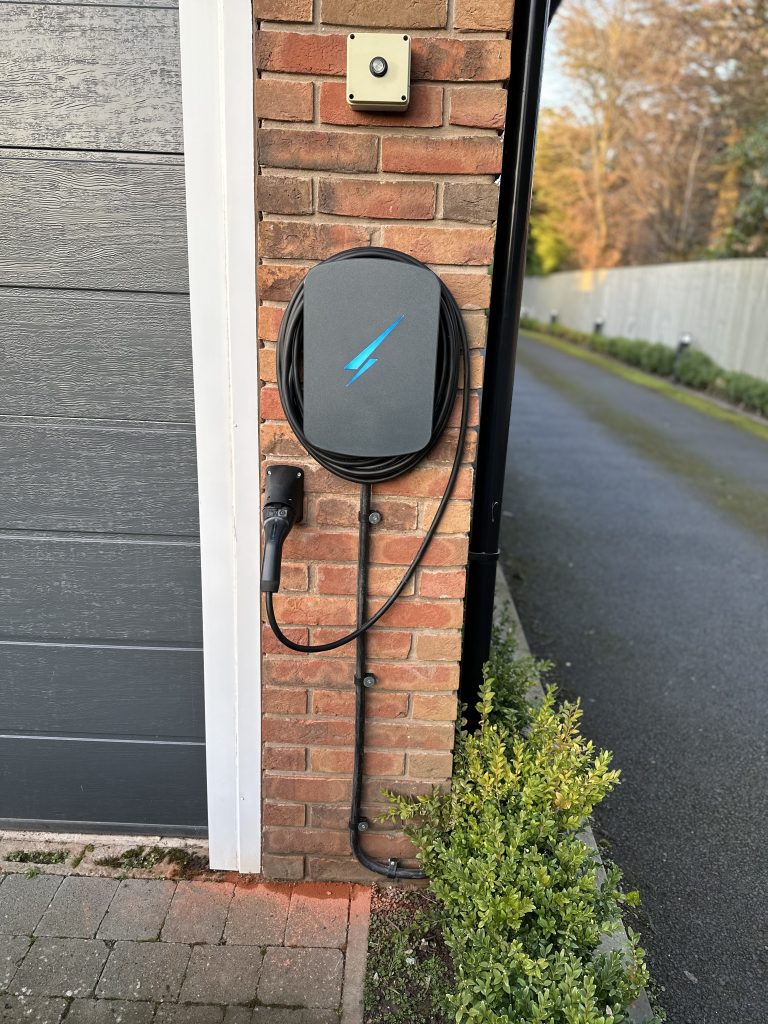 ev charger installation on driveway by electrician