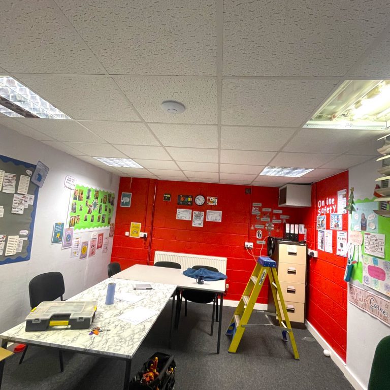 School lights before ML Electrician services installation